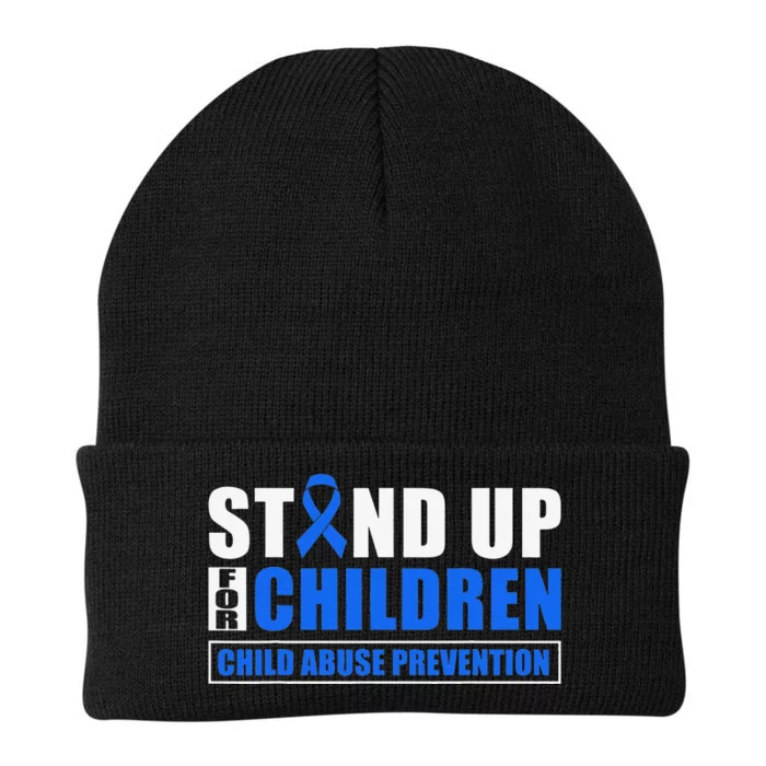 Child Abuse Awareness Month Blue Ribbon Gnome Knit Cap Winter Beanie