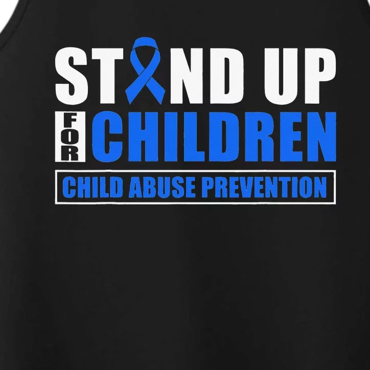 Child Abuse Awareness Month Blue Ribbon Gnome Performance Tank