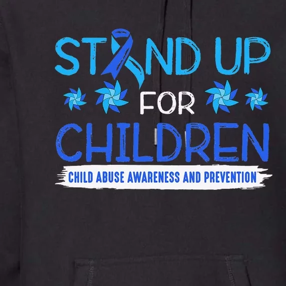 Child Abuse Awareness Pinwheels Blue Ribbon I'm Their Voice Premium Premium Hoodie