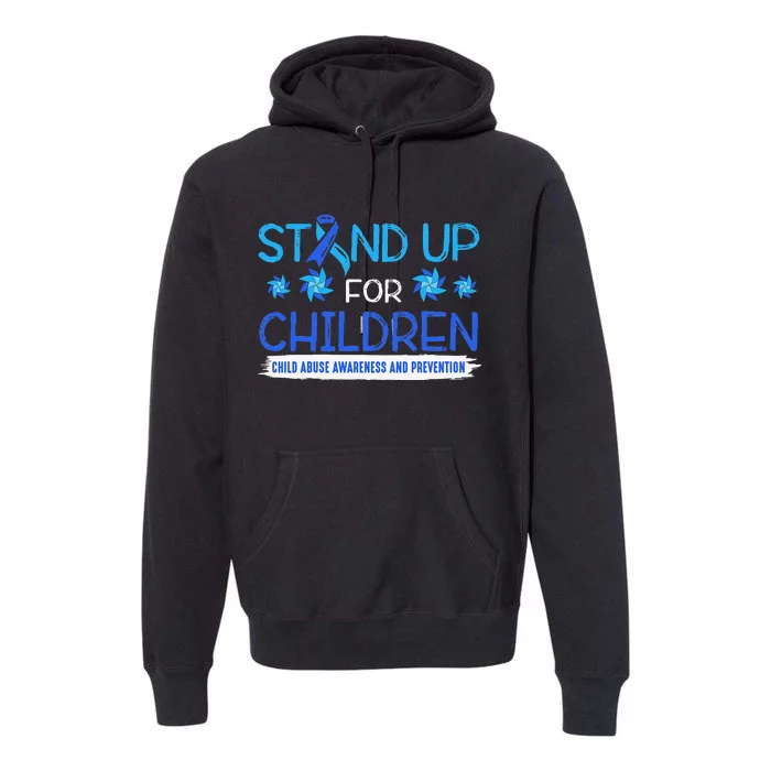 Child Abuse Awareness Pinwheels Blue Ribbon I'm Their Voice Premium Premium Hoodie