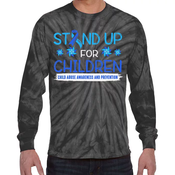 Child Abuse Awareness Pinwheels Blue Ribbon I'm Their Voice Premium Tie-Dye Long Sleeve Shirt