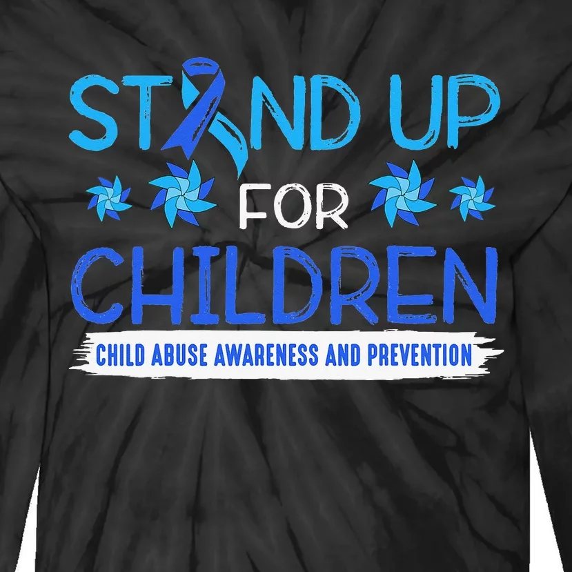 Child Abuse Awareness Pinwheels Blue Ribbon I'm Their Voice Premium Tie-Dye Long Sleeve Shirt