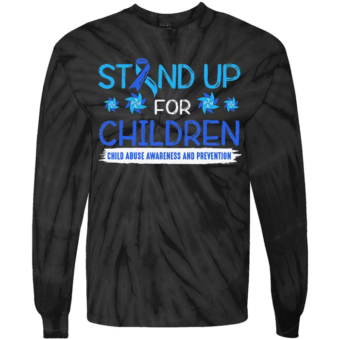 Child Abuse Awareness Pinwheels Blue Ribbon I'm Their Voice Premium Tie-Dye Long Sleeve Shirt