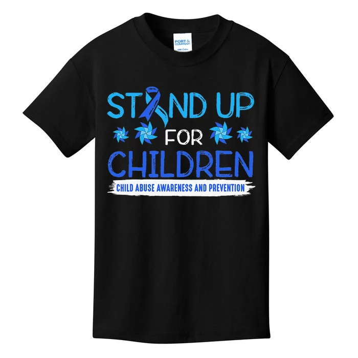 Child Abuse Awareness Pinwheels Blue Ribbon I'm Their Voice Premium Kids T-Shirt