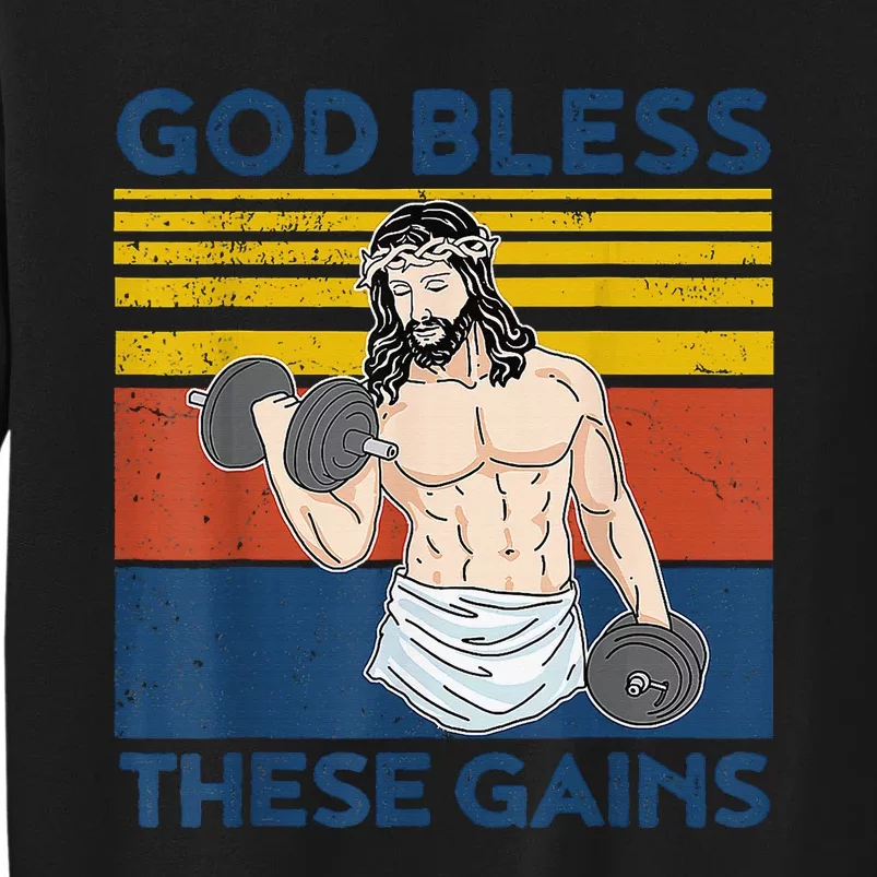 Christian Athlete Apparel Gym God Bless These Gains Jesus Sweatshirt