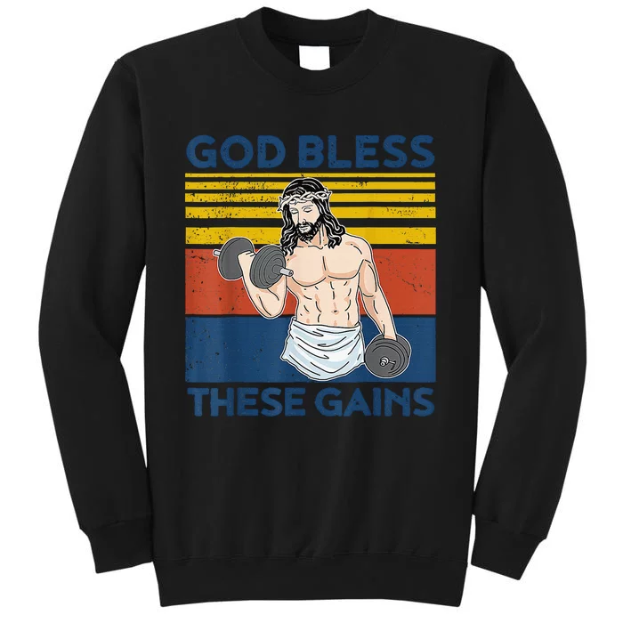 Christian Athlete Apparel Gym God Bless These Gains Jesus Sweatshirt