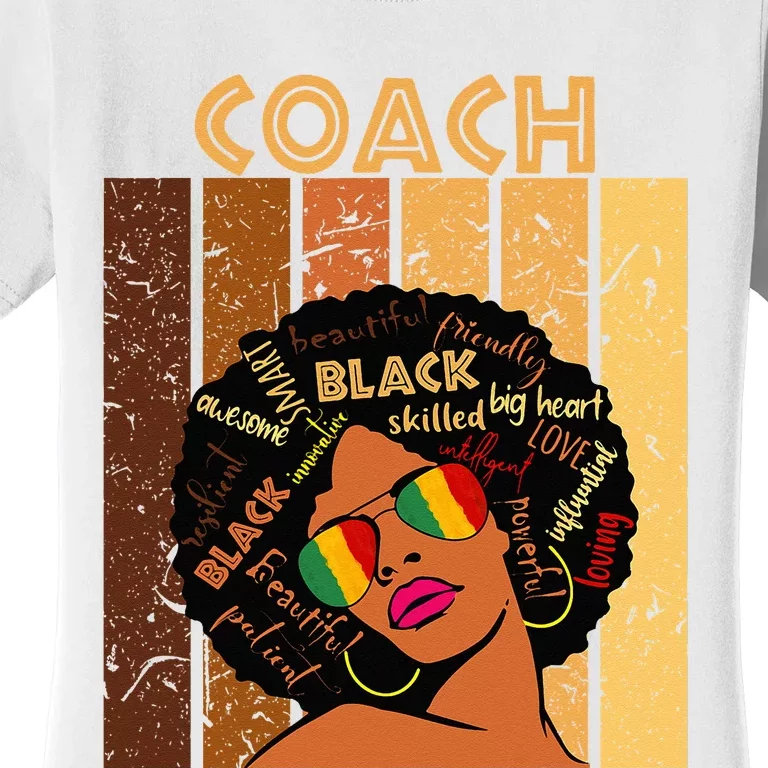 Coach Afro African American Women Black History Month Women's T-Shirt