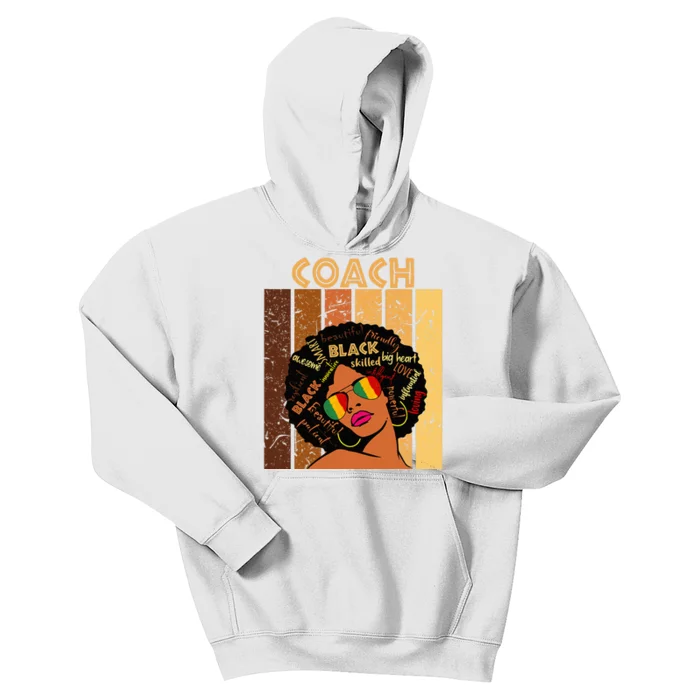 Coach Afro African American Women Black History Month Kids Hoodie