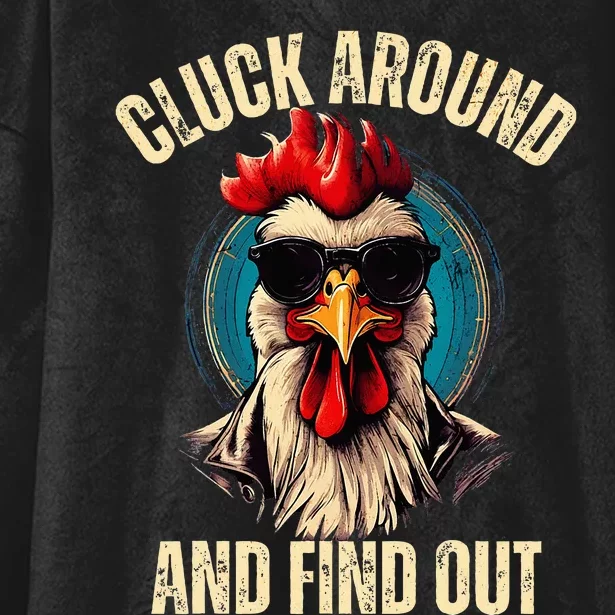 Cluck Around And Find Out Funny Gangster Rooster Hooded Wearable Blanket