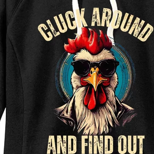 Cluck Around And Find Out Funny Gangster Rooster Women's Fleece Hoodie