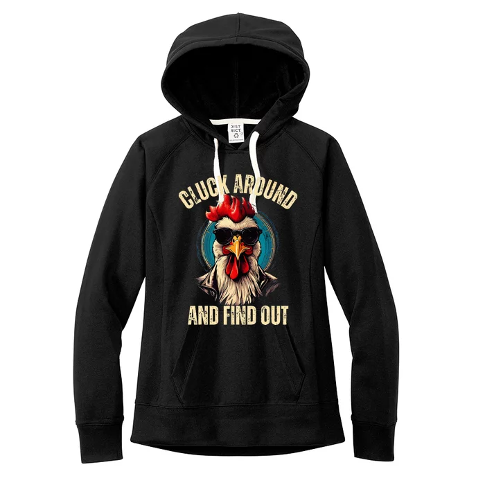 Cluck Around And Find Out Funny Gangster Rooster Women's Fleece Hoodie