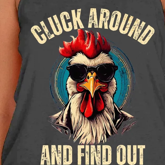 Cluck Around And Find Out Funny Gangster Rooster Women's Knotted Racerback Tank