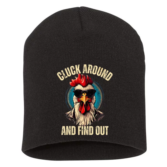 Cluck Around And Find Out Funny Gangster Rooster Short Acrylic Beanie