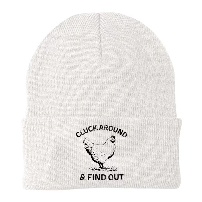 Cluck Around And Find Out Funny Chicken Adult Humor Knit Cap Winter Beanie