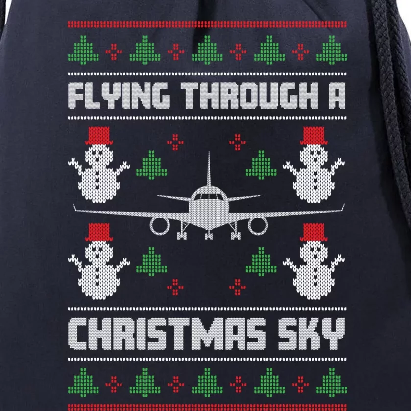 Christmas Aviator Airplane Santa Claus Aviation Christmas Meaningful Gift Drawstring Bag