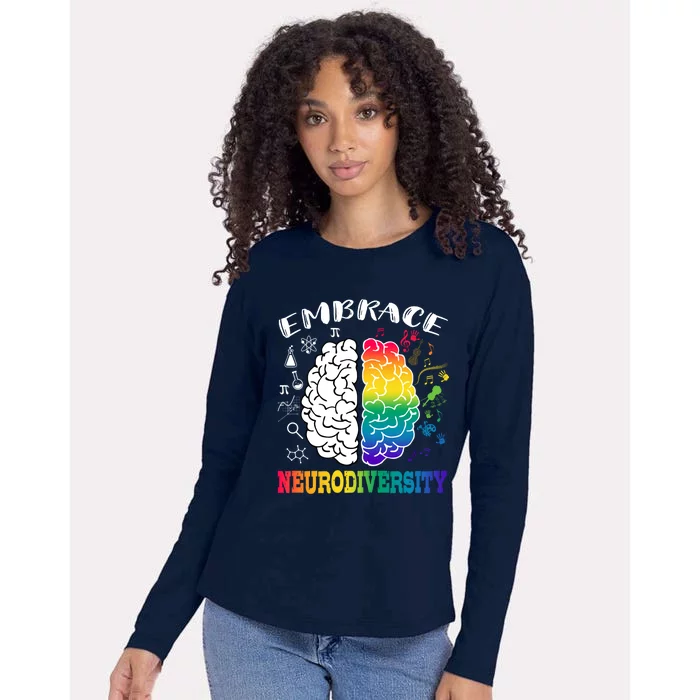 Cool Autism Awareness Month With Embrace Neurodiversity Brain Womens Cotton Relaxed Long Sleeve T-Shirt