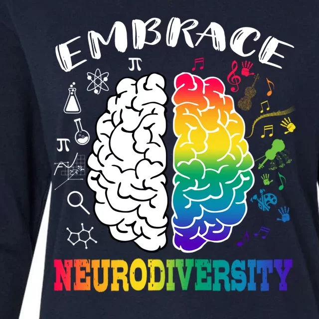 Cool Autism Awareness Month With Embrace Neurodiversity Brain Womens Cotton Relaxed Long Sleeve T-Shirt