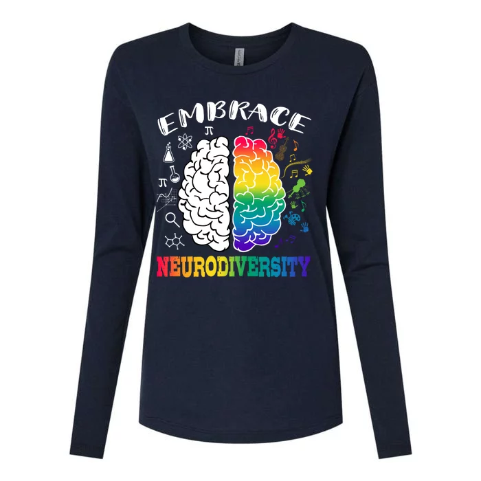 Cool Autism Awareness Month With Embrace Neurodiversity Brain Womens Cotton Relaxed Long Sleeve T-Shirt