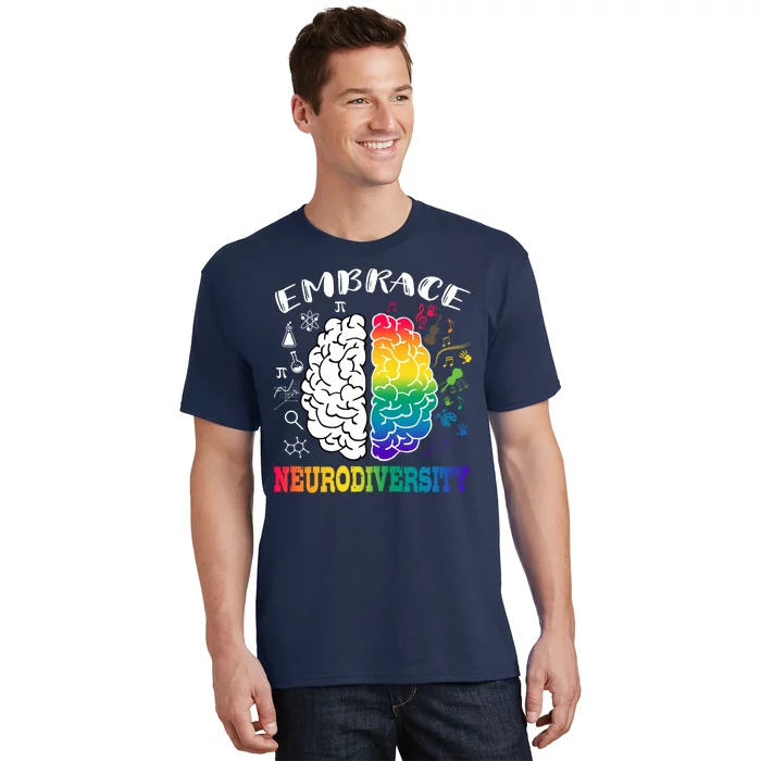 Cool Autism Awareness Month With Embrace Neurodiversity Brain T-Shirt