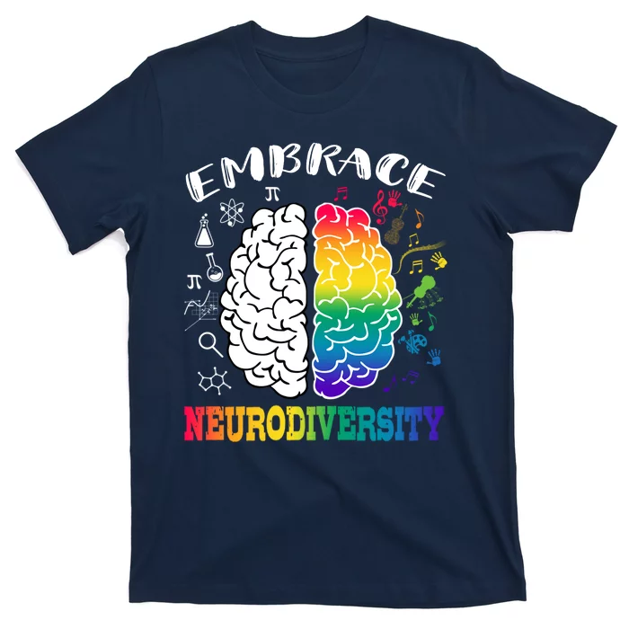 Cool Autism Awareness Month With Embrace Neurodiversity Brain T-Shirt