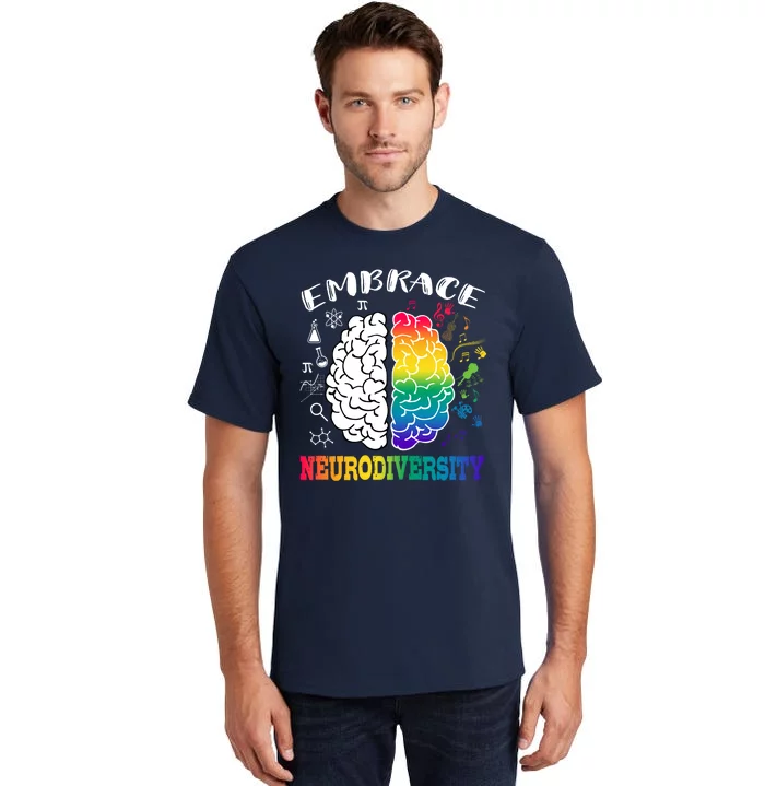 Cool Autism Awareness Month With Embrace Neurodiversity Brain Tall T-Shirt