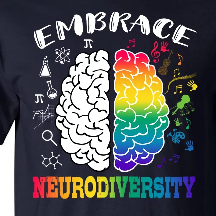 Cool Autism Awareness Month With Embrace Neurodiversity Brain Tall T-Shirt