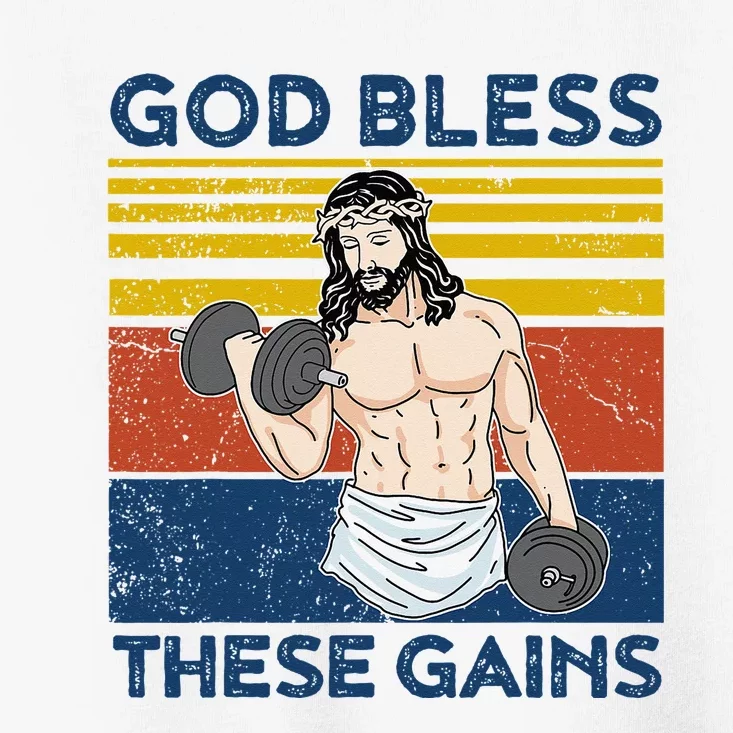 Christian Athlete Apparel Gym God Bless These Gains Jesus Toddler T-Shirt