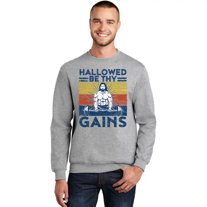 Christian Athlete Apparel Gym Hallowed Be Thy Gains Jesus Tall Sweatshirt