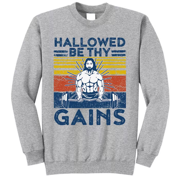 Christian Athlete Apparel Gym Hallowed Be Thy Gains Jesus Tall Sweatshirt