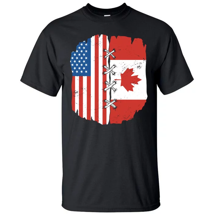 Canadian And American Vintage Flag Tall T-Shirt