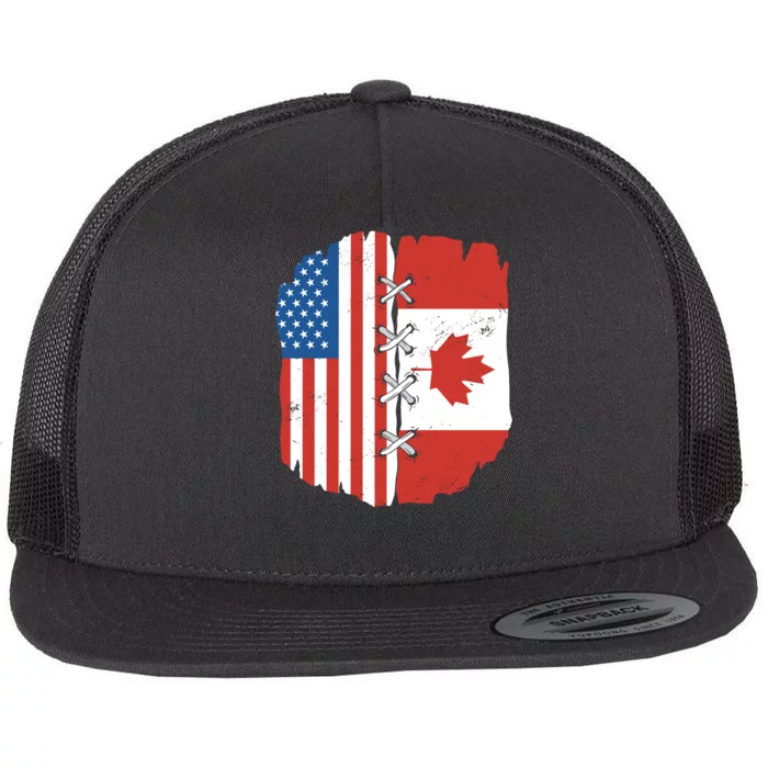 Canadian And American Vintage Flag Flat Bill Trucker Hat