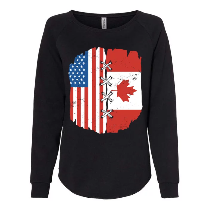 Canadian And American Vintage Flag Womens California Wash Sweatshirt