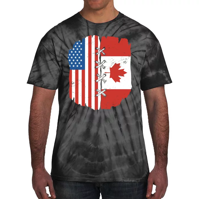 Canadian And American Vintage Flag Tie-Dye T-Shirt