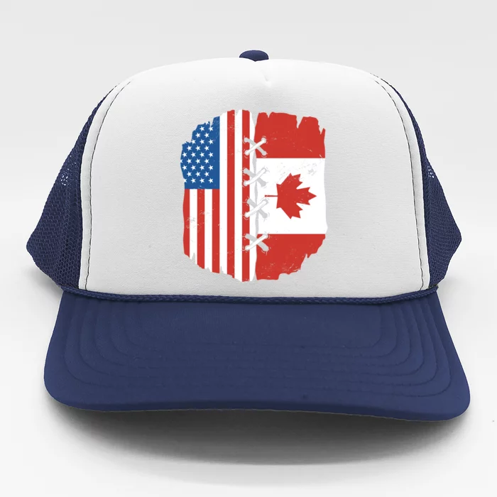 Canadian And American Vintage Flag Trucker Hat