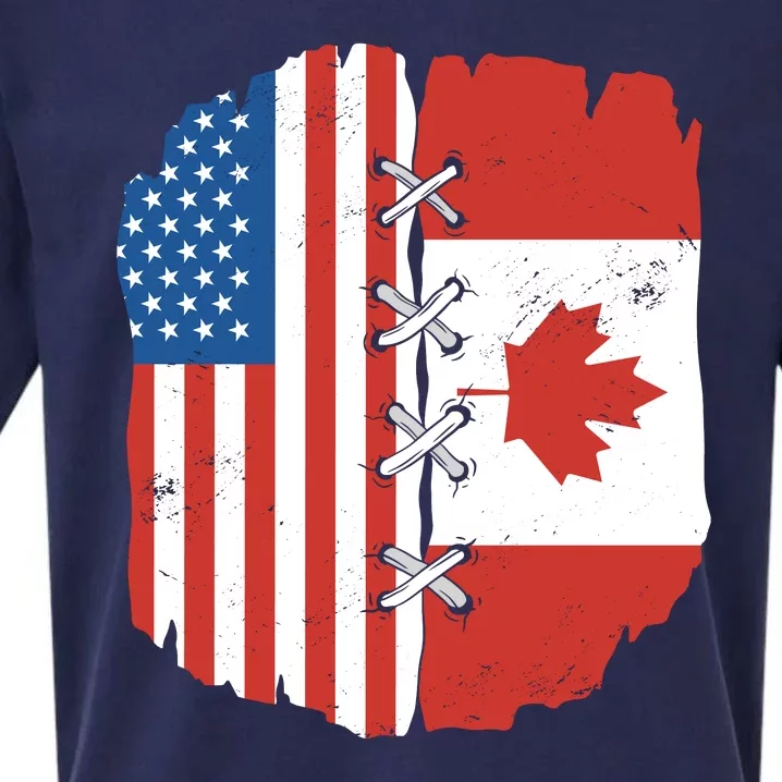 Canadian And American Vintage Flag Sueded Cloud Jersey T-Shirt