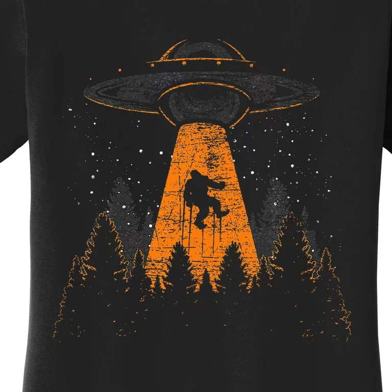 Cryptid Alien Abduction Bigfoot Sasquatch Ufo Women's T-Shirt