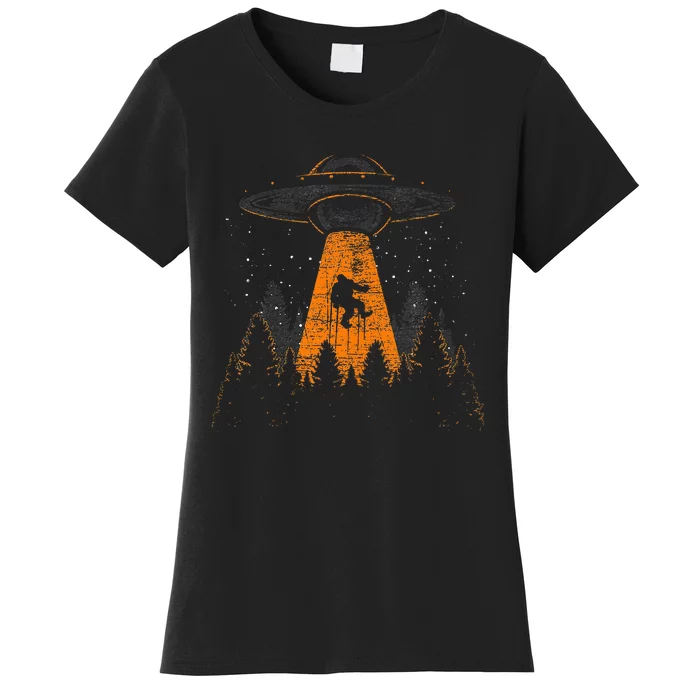 Cryptid Alien Abduction Bigfoot Sasquatch Ufo Women's T-Shirt