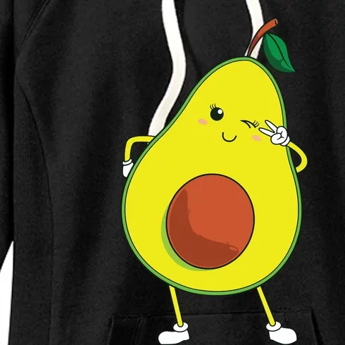 Cute Avocado Art For Women Funny Winking Fruit Women's Fleece Hoodie