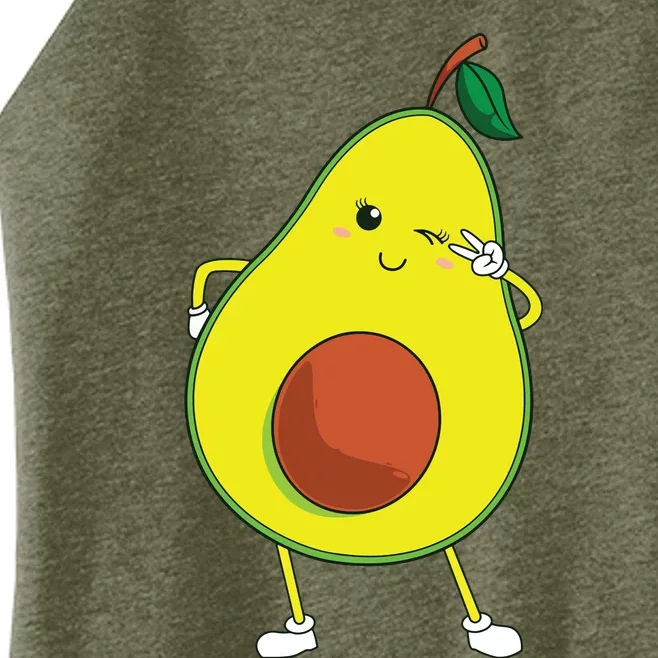 Cute Avocado Art For Women Funny Winking Fruit Women’s Perfect Tri Rocker Tank