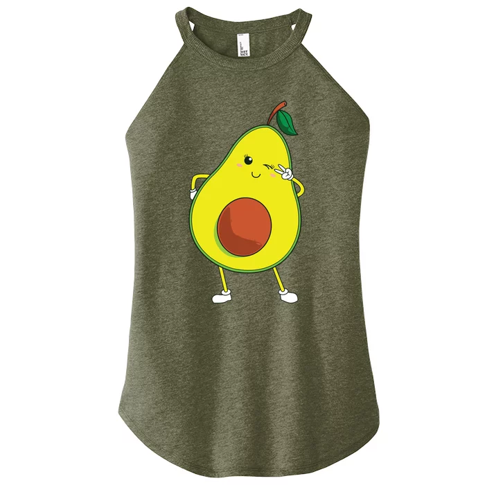 Cute Avocado Art For Women Funny Winking Fruit Women’s Perfect Tri Rocker Tank