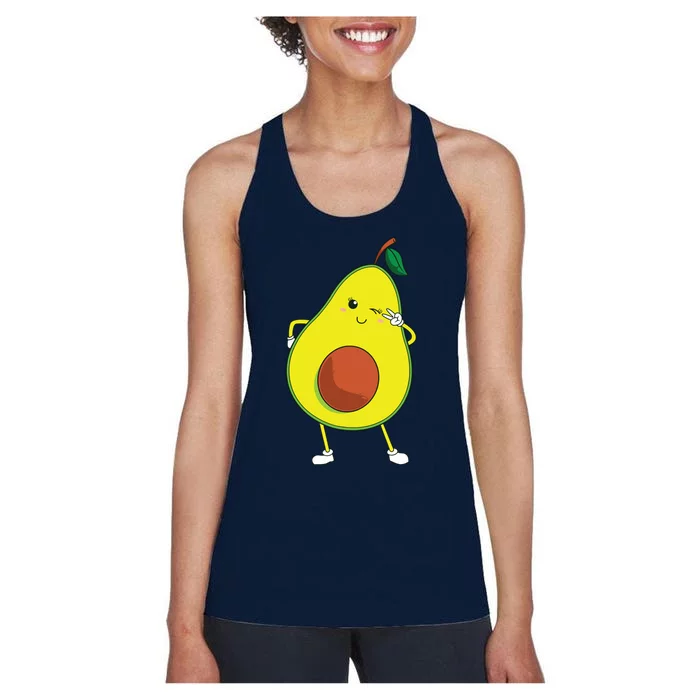 Cute Avocado Art For Women Funny Winking Fruit Women's Racerback Tank