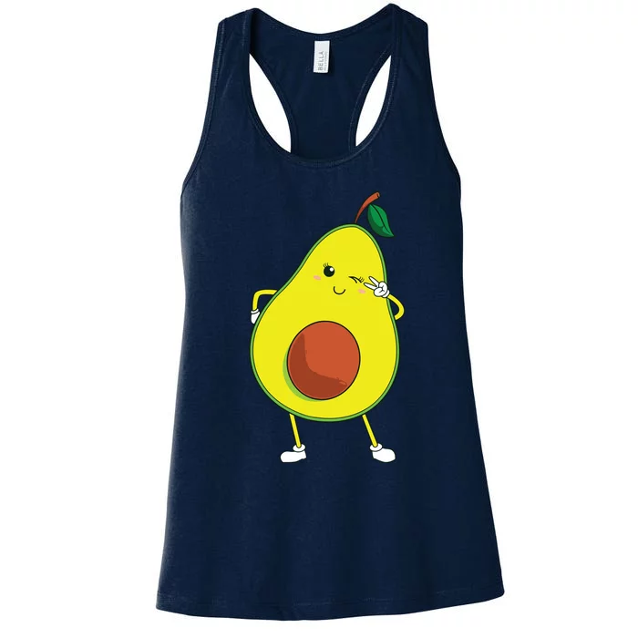 Cute Avocado Art For Women Funny Winking Fruit Women's Racerback Tank