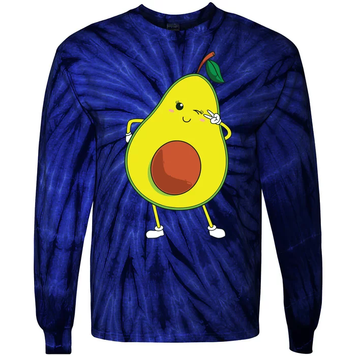 Cute Avocado Art For Women Funny Winking Fruit Tie-Dye Long Sleeve Shirt