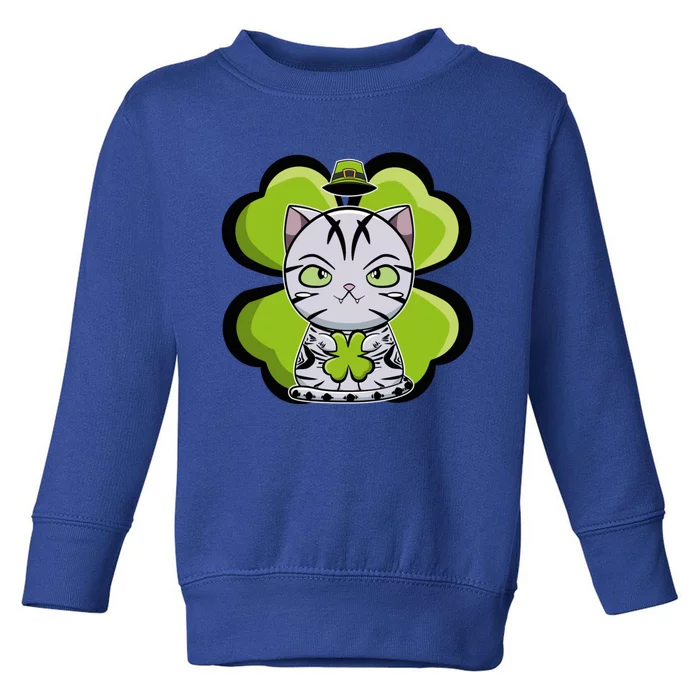 Cute Anime American Shorthair Cat St Patricks Day Gift Toddler Sweatshirt