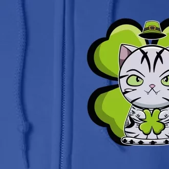 Cute Anime American Shorthair Cat St Patricks Day Gift Full Zip Hoodie