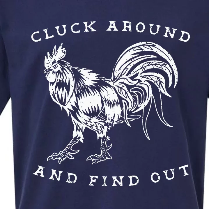 Cluck Around And Find Out Funny Chicken Adult Humor Sueded Cloud Jersey T-Shirt