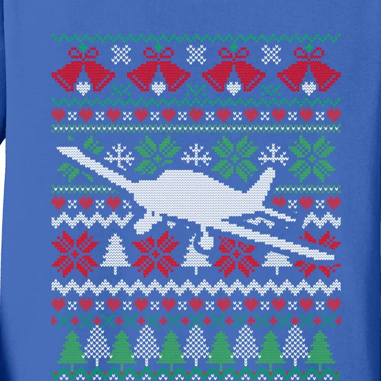 Christmas Airplane Aviation Gift Kids Long Sleeve Shirt