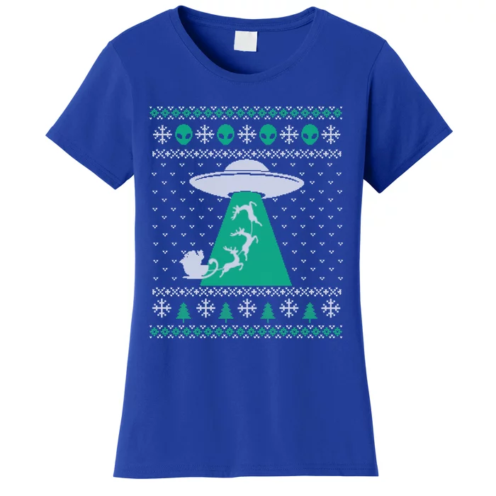 Christmas Alien Abduction Santa Sleigh And Reindeer Xmas Meaningful Gift Women's T-Shirt