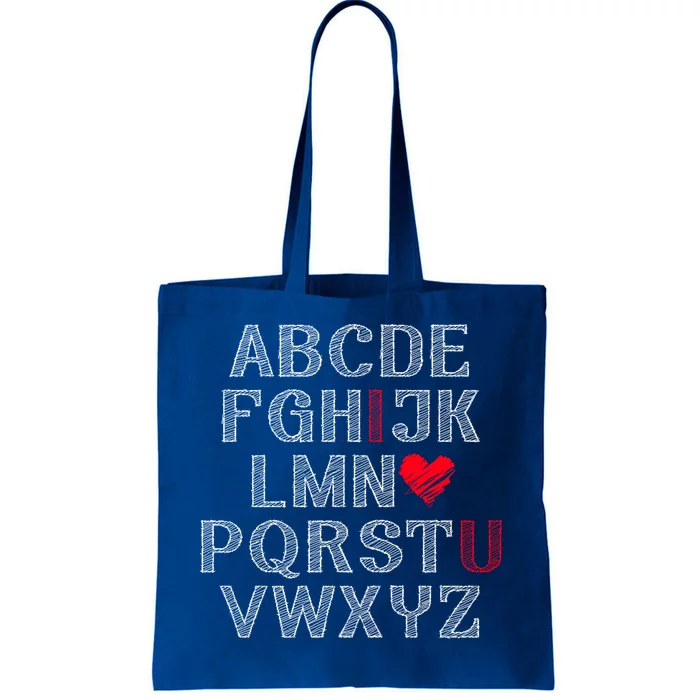 Cute Alphabet Abc I Love U Valentines Day Teachers Heart Funny Gift Tote Bag