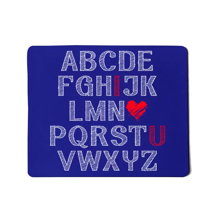 Cute Alphabet Abc I Love U Valentines Day Teachers Heart Funny Gift Mousepad